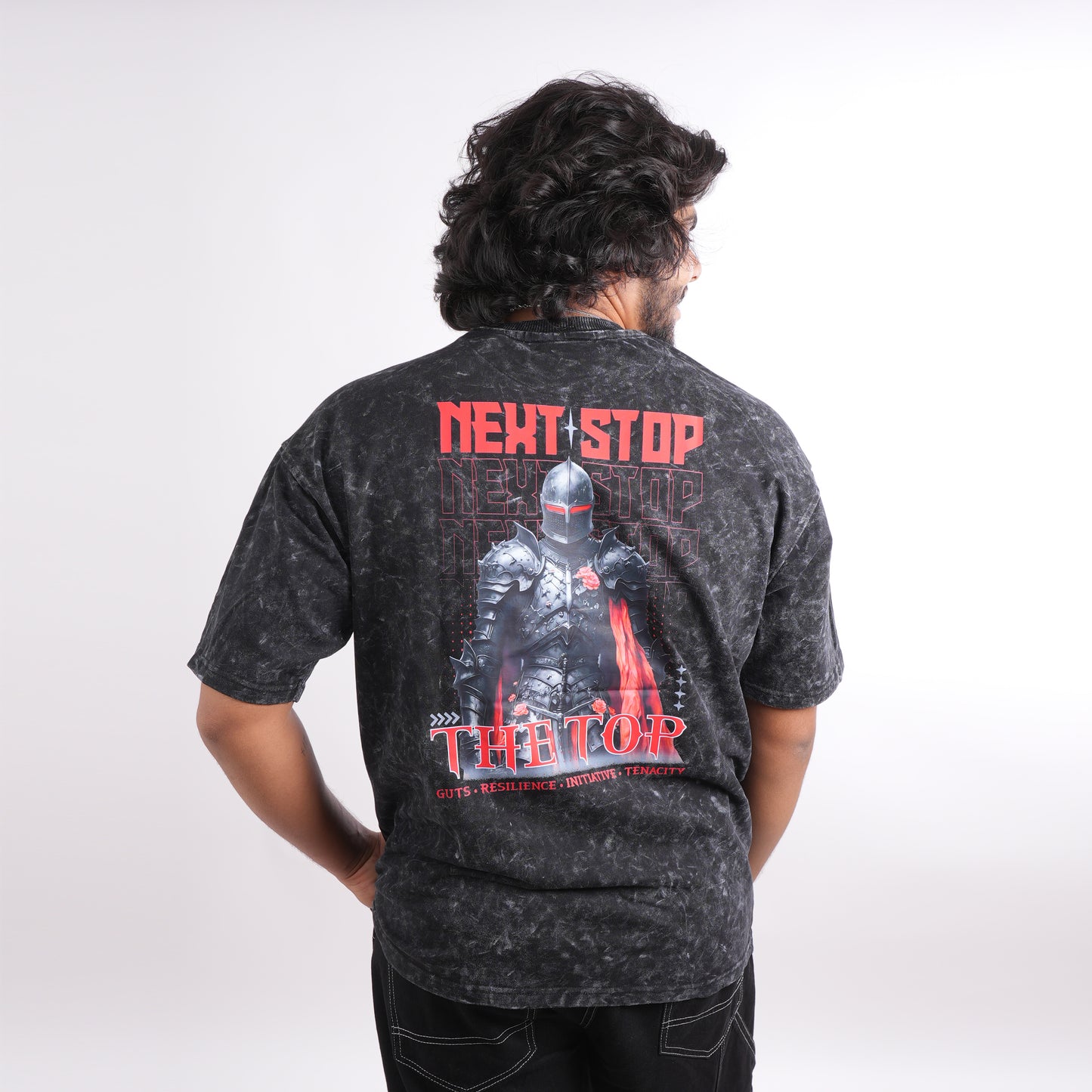 Next stop black acid wash T-shirt