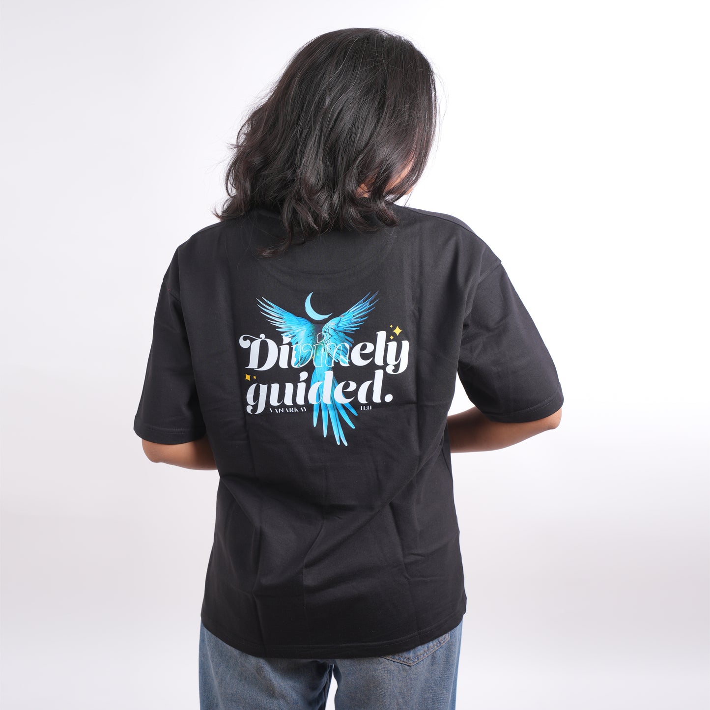 Divinely guided black T-shirt