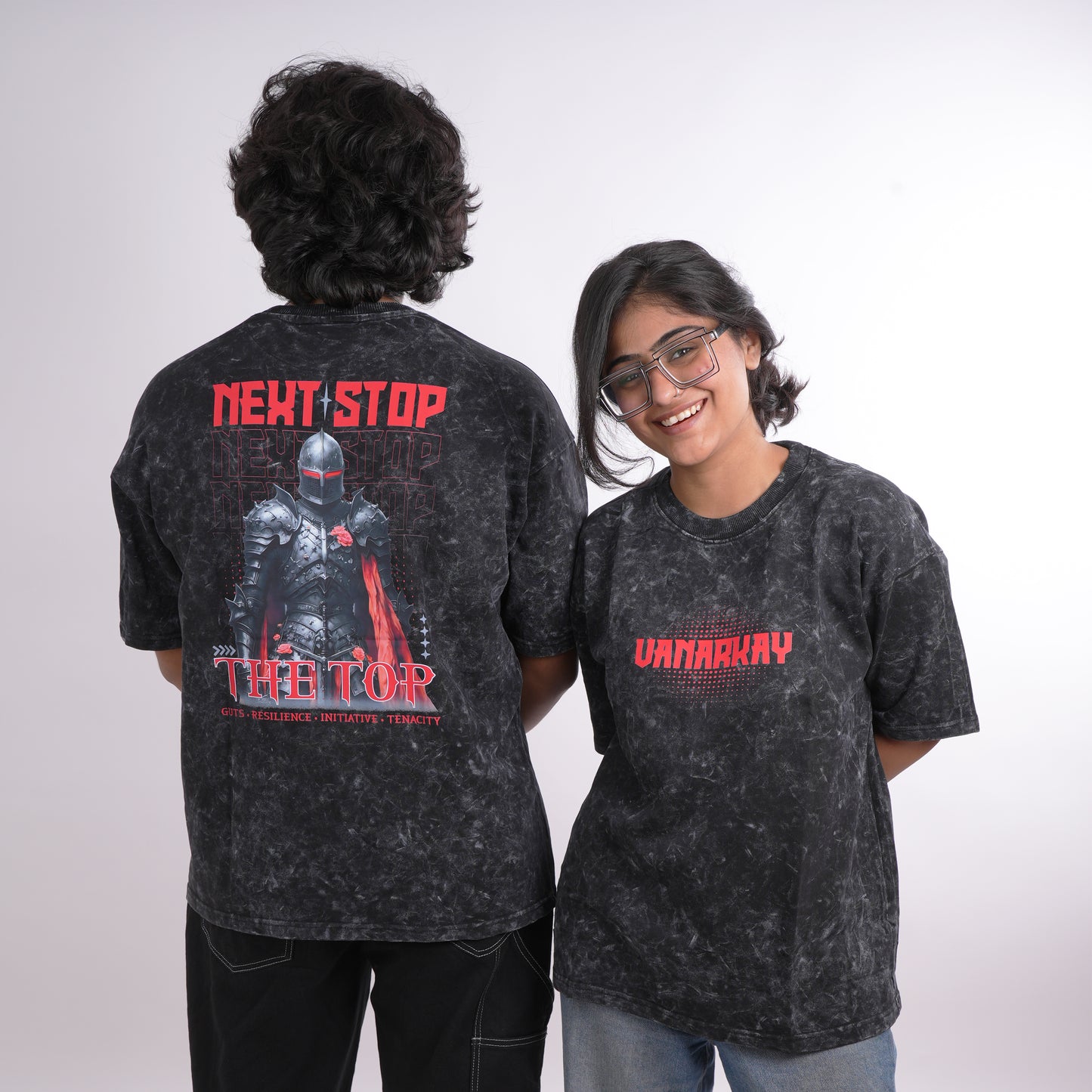 Next stop black acid wash T-shirt