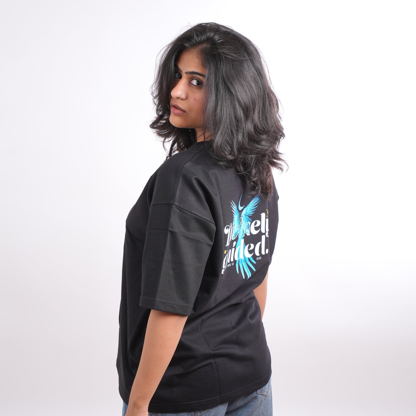 Divinely guided black T-shirt